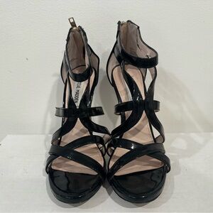 Steve Madden Glossy Black Strappy Heels